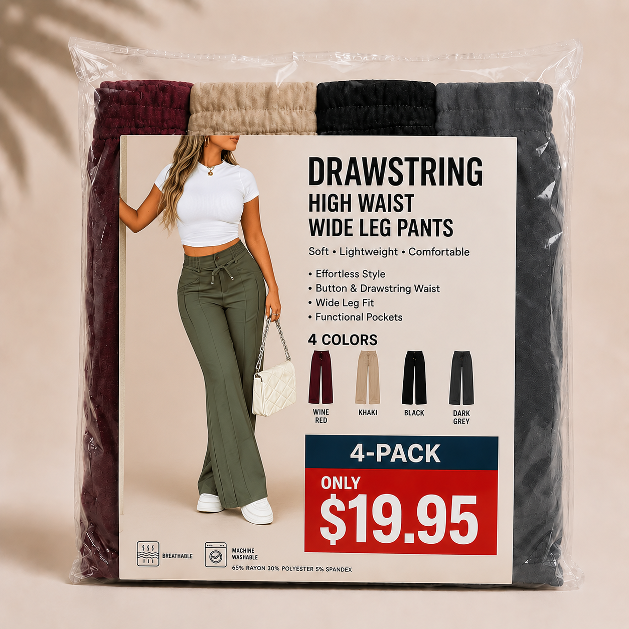 ⚡Neue Sommer-Hose mit Kordelzug und weitem Bein