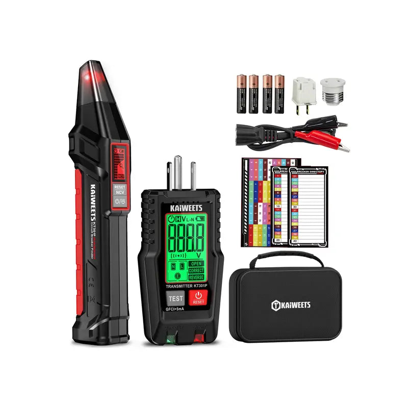 KAIWEETS KT301P AC Circuit Breaker Finder Tool with LCD Display and GFCI Tester