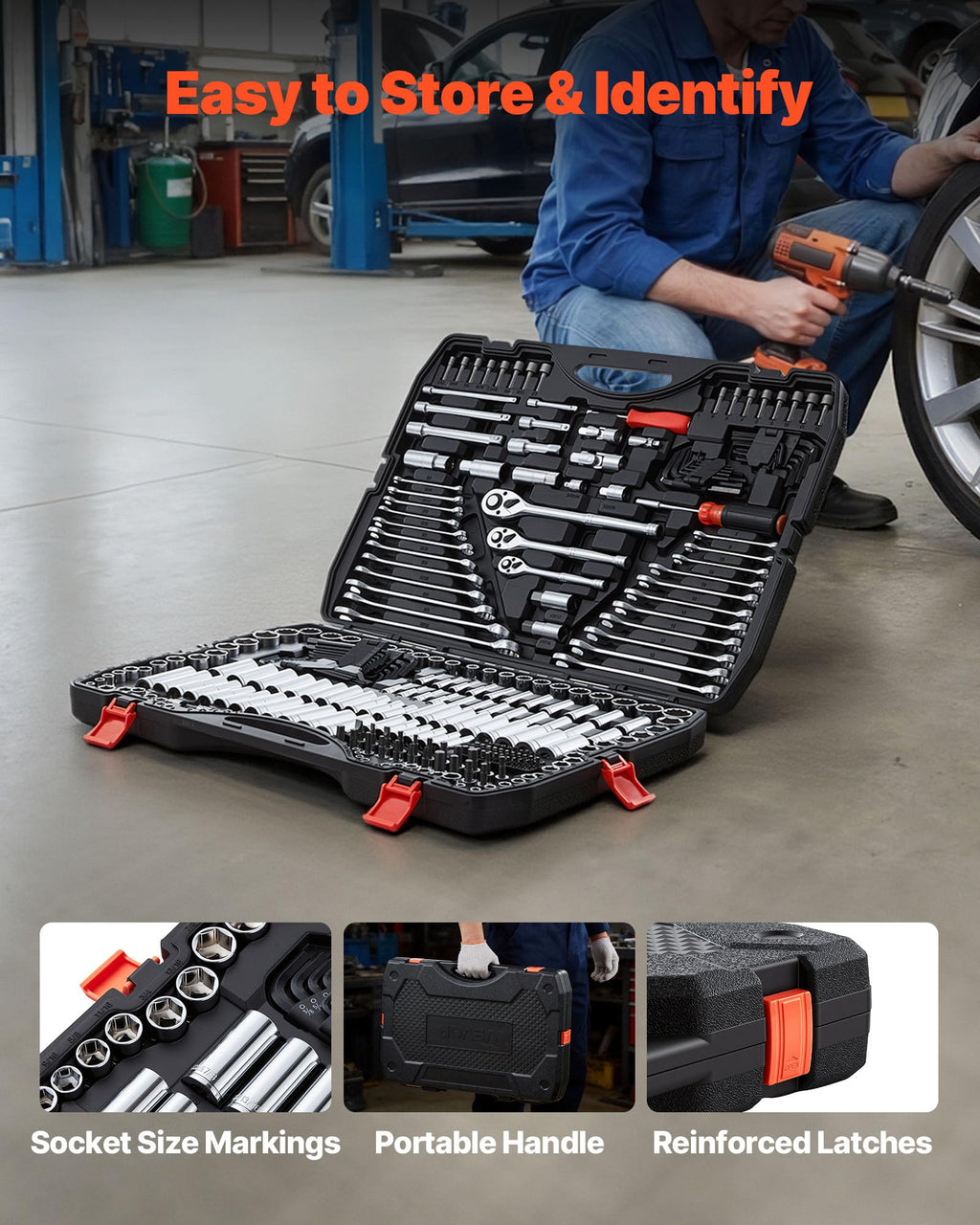 VEVOR Mechanics Tool Set, 308-Piece Mechanic Tool Kit