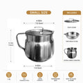 68oz 201Stainless Steel Deep Fryer Pot with Basket & Strainer, Large Capacity Bacon Grease Container for Kitchen,Frying, Cooking, Camping,Oil Filter Container - Dishwasher Safe