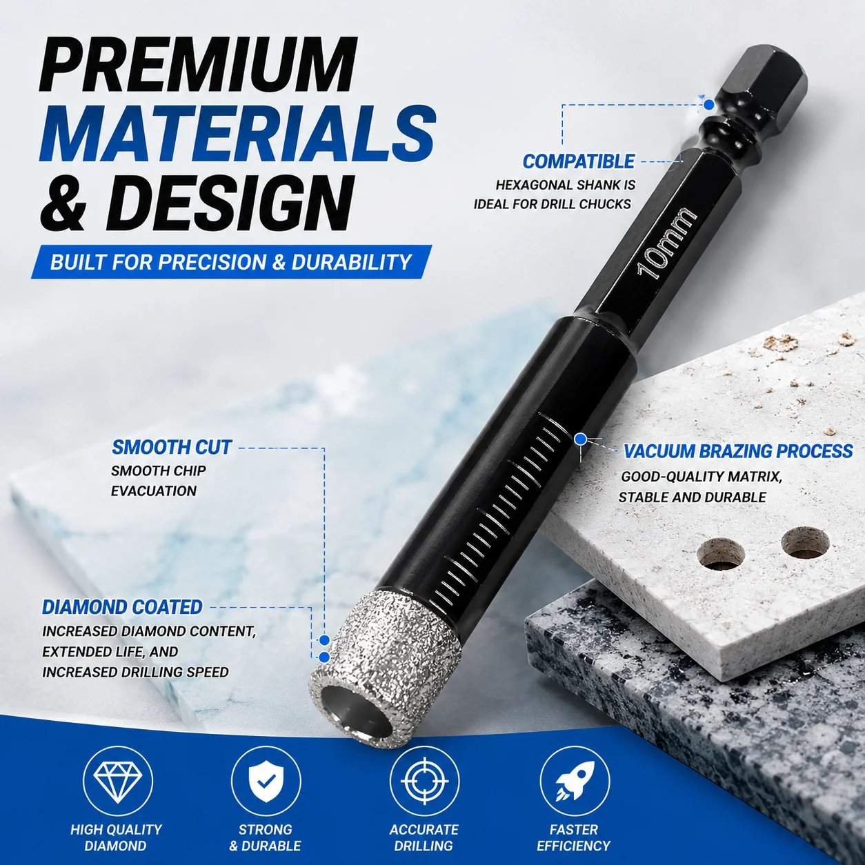🔥6 Pcs Diamond Drill Bits Set