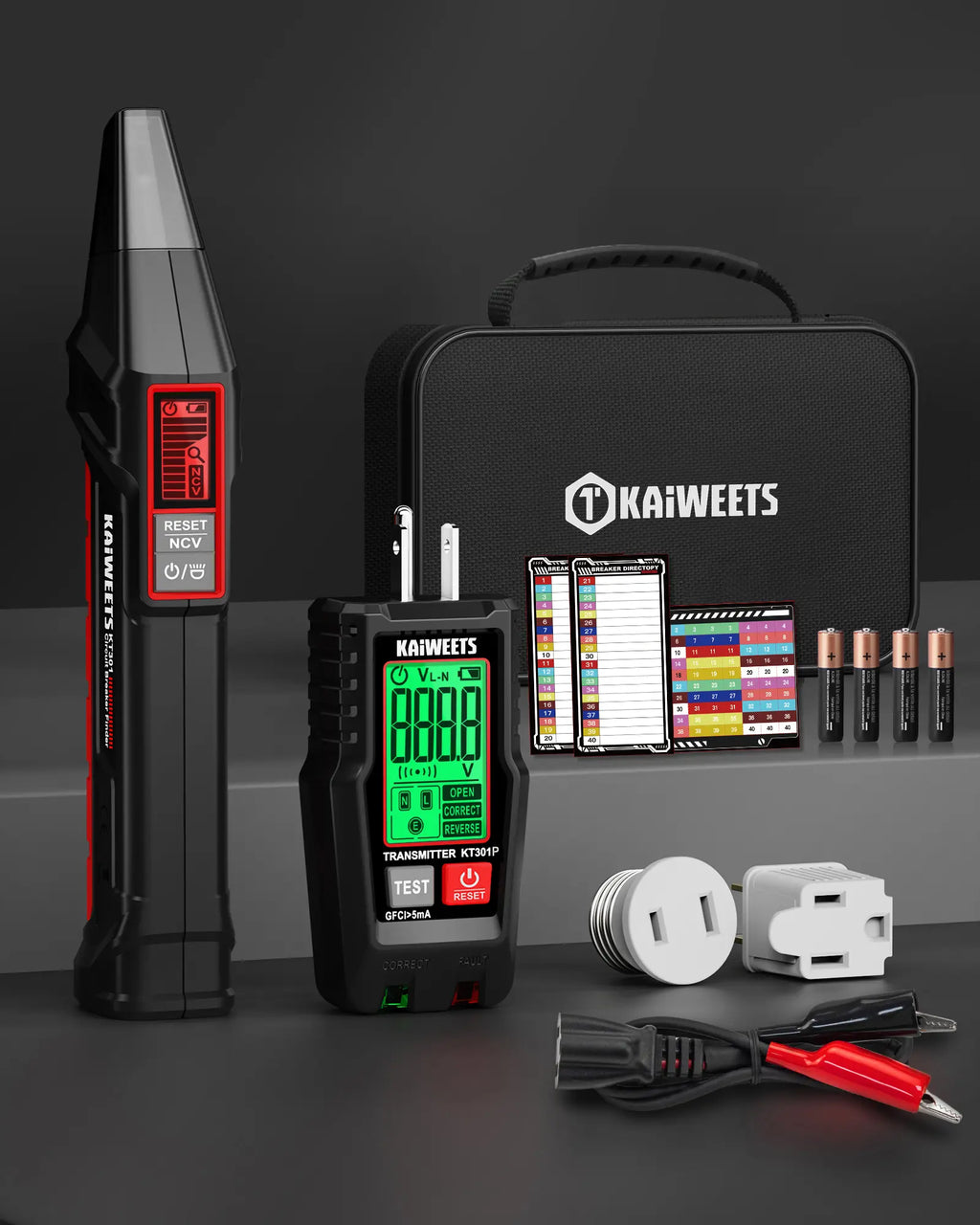 KAIWEETS KT301P AC Circuit Breaker Finder Tool with LCD Display and GFCI Tester