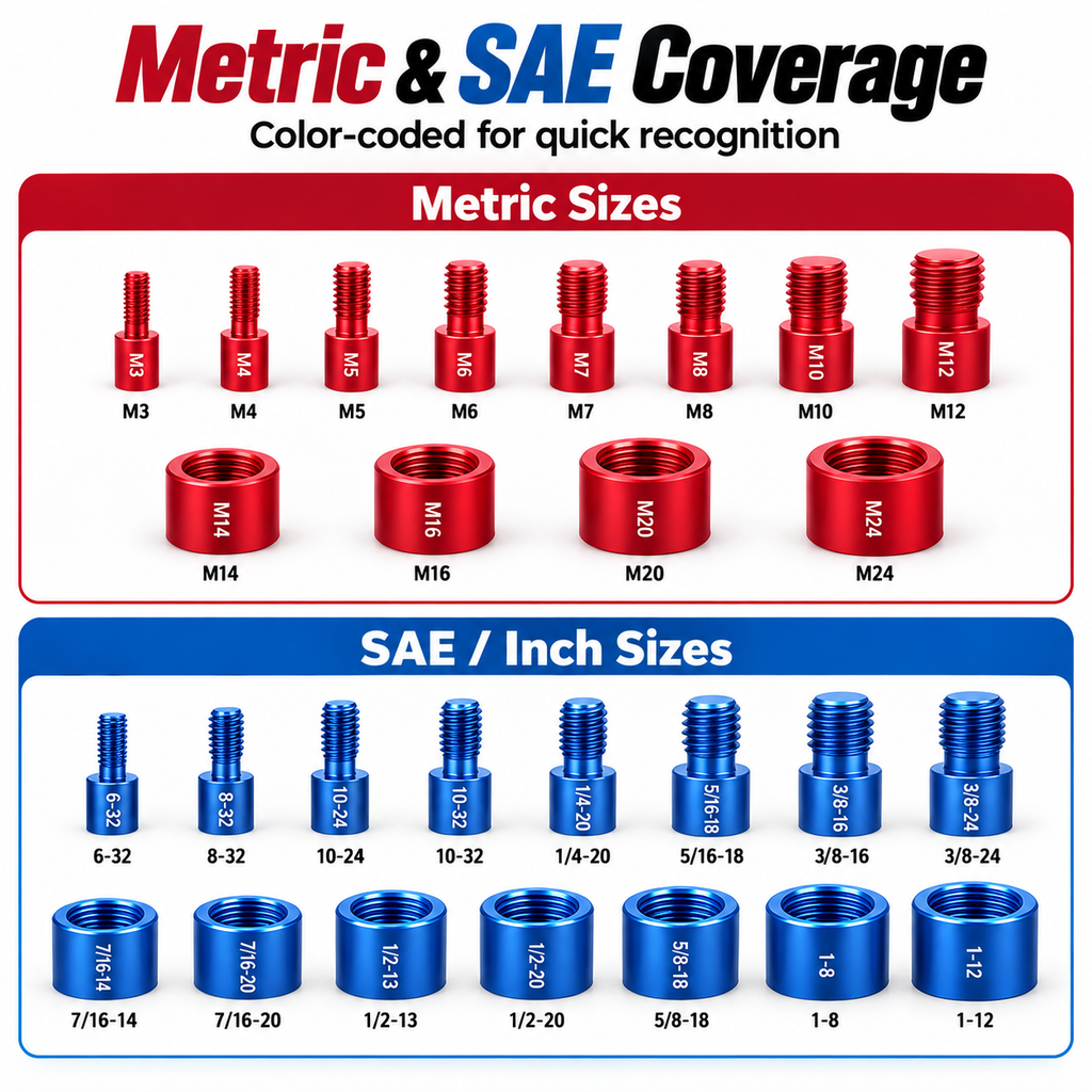 44-Piece SAE & Metric Nut & Bolt Thread Checker Gauge Set with Carry Case