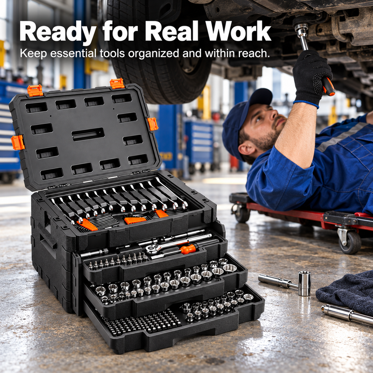 450-Piece Professional Mechanic Tool Set with Portable Storage Case