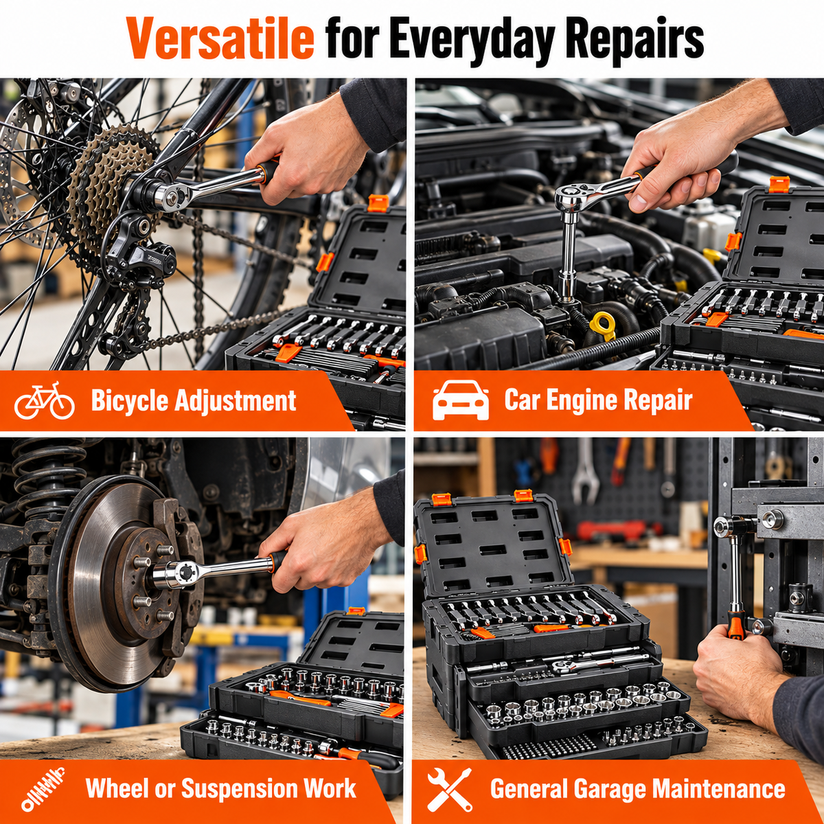 450-Piece Professional Mechanic Tool Set with Portable Storage Case