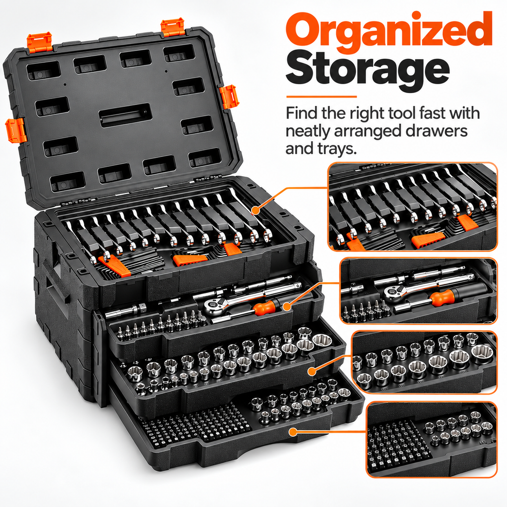 450-Piece Professional Mechanic Tool Set with Portable Storage Case