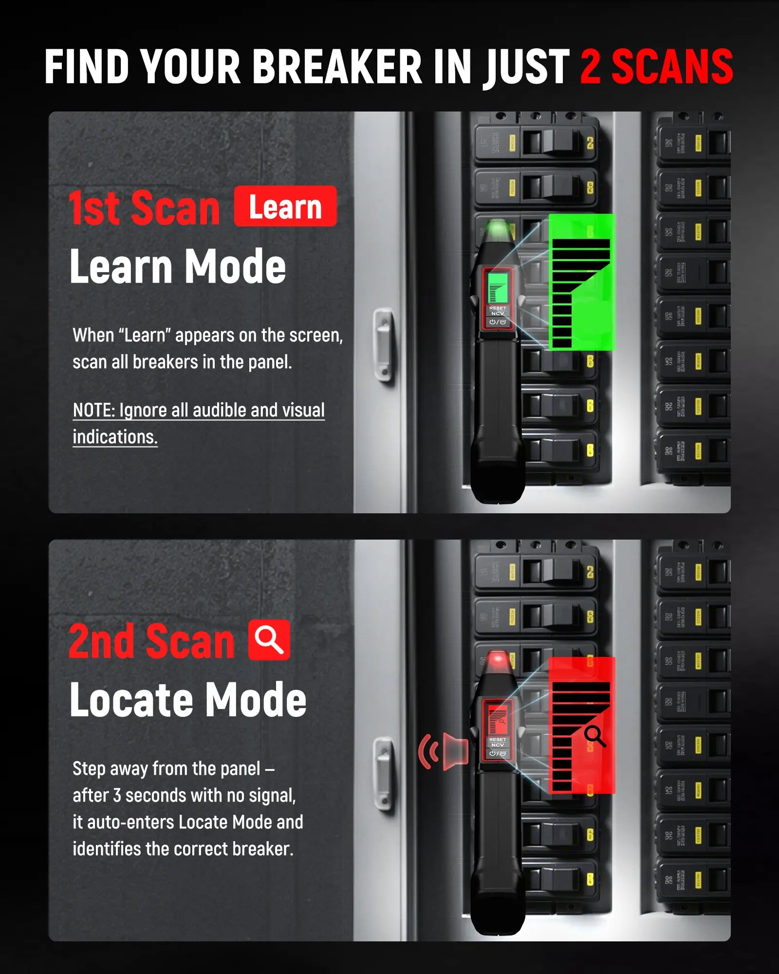 KAIWEETS KT301P AC Circuit Breaker Finder Tool with LCD Display and GFCI Tester